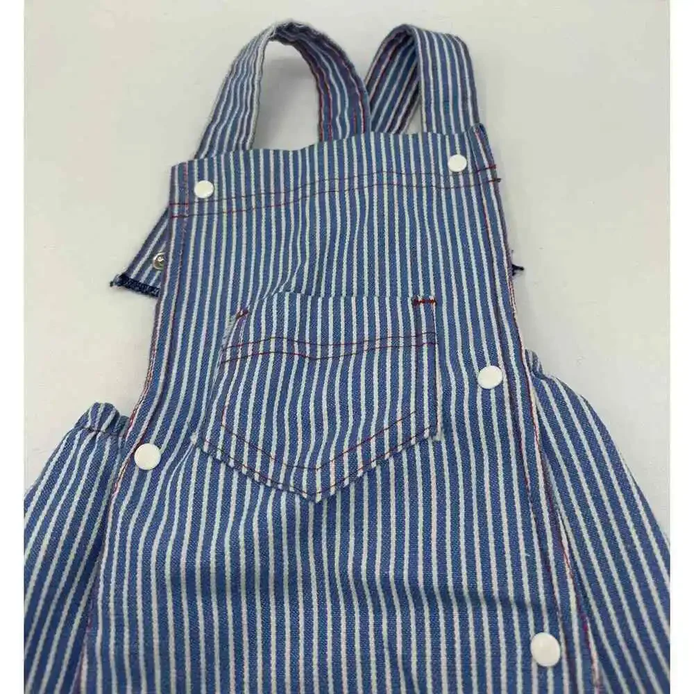 Vintage Carter's Blue White Pinstripe Baby Bubble Romper Overalls Snap On 24 mth